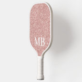 Elegant Roos Goud Roze Glitter 2 Initiaal Monogram Pickleball Paddle (Links)