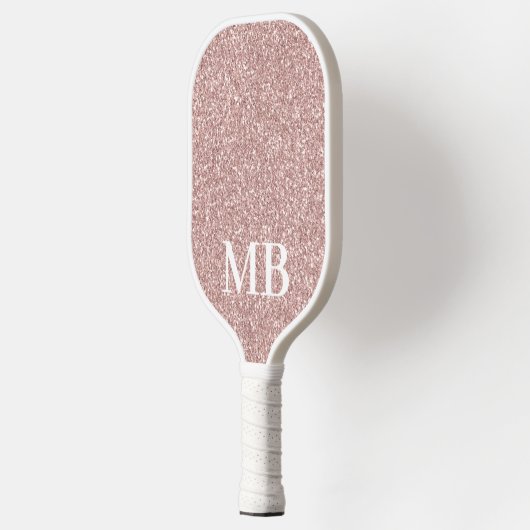 Elegant Roos Goud Roze Glitter 2 Initiaal Monogram Pickleball Paddle (Links)