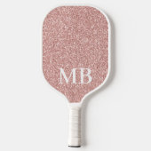 Elegant Roos Goud Roze Glitter 2 Initiaal Monogram Pickleball Paddle (Achterkant)