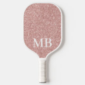 Elegant Roos Goud Roze Glitter 2 Initiaal Monogram Pickleball Paddle (Voorkant)