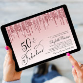 Elegant Roos Goud Roze Glitter 50ste Verjaardagsfe Kaart