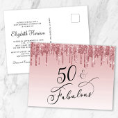 Elegant Roos Goud Roze Glitter 50ste Verjaardagsfe Uitnodiging Briefkaart