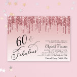 Elegant Roos Goud Roze Glitter 60ste Verjaardagsfe Kaart<br><div class="desc">Elegante en chique 60ste verjaardagsfeestuitnodiging met "60 & Fabulous" geschreven in stijlvol kalligrafieschrift op een roze ombre achtergrond,  met roze en roos gouden faux glitter druppels.</div>