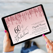 Elegant Roos Goud Roze Glitter 60ste Verjaardagsfe Kaart