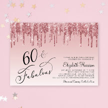 Elegant Roos Goud Roze Glitter 60ste Verjaardagsfe