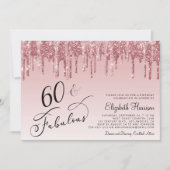 Elegant Roos Goud Roze Glitter 60ste Verjaardagsfe Kaart (Voorkant)