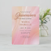 Elegant Roos Goud Roze Marmer Quinceañera Party Folie Uitnodiging (Staand Voorkant)