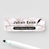 Elegant Roos Goud Roze Marmeren Quill Icon Notaris Naamplaatje (In situ)
