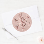 Elegant Roos Goud Roze Sneeuwvlok Kerst Ronde Sticker (Envelop)