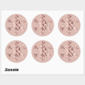 Elegant Roos Goud Roze Sneeuwvlok Kerst Ronde Sticker (Vel)