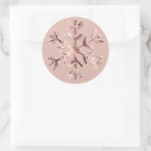 Elegant Roos Goud Roze Sneeuwvlok Kerst Ronde Sticker (Tas)