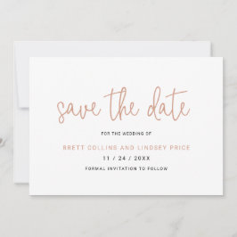 Elegant Roos Goud Roze Typografie Modern Bruiloft Save The Date