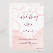 Elegant Roos Goud Roze Waterverf Glitter Bruiloft Kaart (Voorkant / Achterkant)