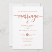 Elegant Roos Goud Script Bruiloft Kaart (Voorkant)