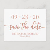 Elegant Roos Goud Script Bruiloft Opslaan De Datum Briefkaart (Voorkant)