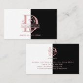 Elegant Roos Goud Split Custom Monogram Letter D Visitekaartje (Voorkant / Achterkant)