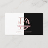 Elegant Roos Goud Split Custom Monogram Letter D Visitekaartje (Voorkant)