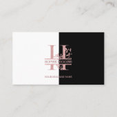 Elegant Roos Goud Split Custom Monogram Letter H Visitekaartje (Voorkant)