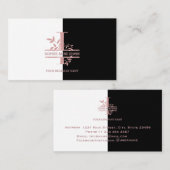 Elegant Roos Goud Split Custom Monogram Letter I Visitekaartje (Voorkant / Achterkant)