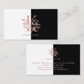 Elegant Roos Goud Split Custom Monogram Letter K Visitekaartje (Voorkant / Achterkant)