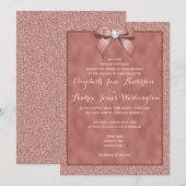 Elegant Roos Goud & Stijlvolle Glitter Bruiloft Kaart (Voorkant / Achterkant)