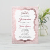 Elegant Roos Goud Tiara Quinceañera Kaart (Staand voorkant)