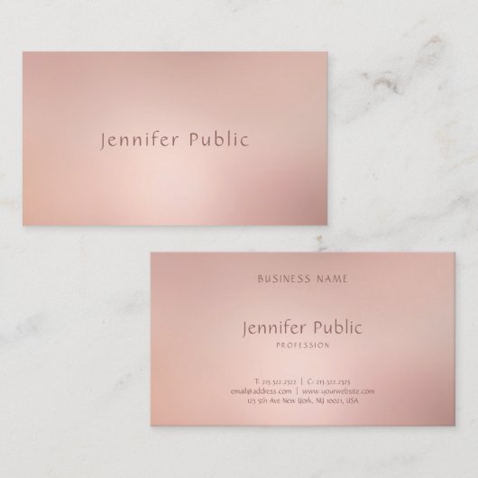 Elegant Roos Goud Trendy Modern Stijlvol Plain Visitekaartje (Voorkant / Achterkant)