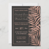 Elegant roos goud Tropische bladeren bruiloft Kaart (Voorkant)