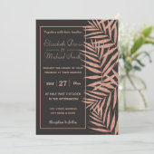 Elegant roos goud Tropische bladeren bruiloft Kaart (Staand voorkant)