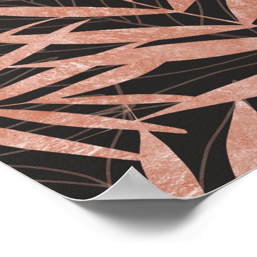 Elegant roos goud Tropische bladeren Poster (Hoek)