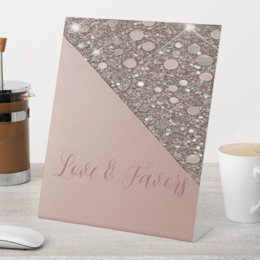 Elegant Roos Goud Vrijgezellenfeest Liefde & Favor Reclamebord Met Voetstuk (Insitu)