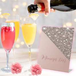 Elegant Roos Goud Vrijgezellenfeest Mimosa Bar Reclamebord Met Voetstuk