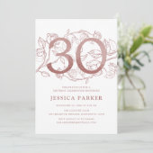 Elegant Roos Goud Wit 30e Verjaardag Kaart (Staand voorkant)