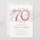 Elegant Roos Goud Wit 70e Verjaardag Kaart (Voorkant)