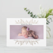 Elegant Roos Goud Wit Foto Geboorteaankondiging Aankondiging (Staand voorkant)