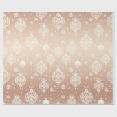 Elegant Roos Goud Wit Kerst Ornamenten Cadeaupapier (Vlak)