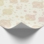 Elegant Roos Goud Wit Kerst Ornamenten Cadeaupapier (Hoek)