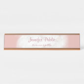 Elegant Roos Goud Wit Marmer Sjabloon Modern Bureau Naambordje (Voorkant)