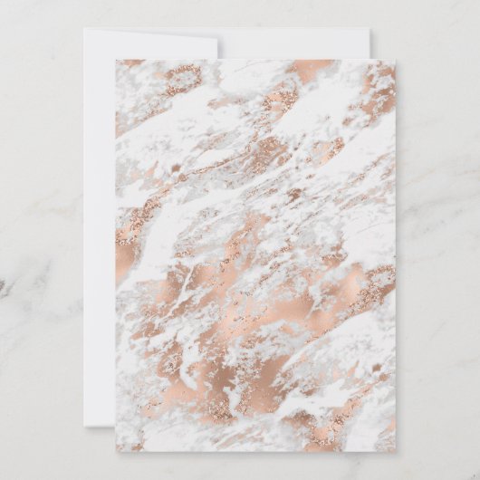 Elegant Roos Goud & Wit Marmer Virtual Wedding I Kaart (Achterkant)