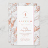 Elegant Roos Goud & Wit Marmer Virtual Wedding I Kaart (Voorkant / Achterkant)