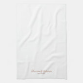 Elegant roos goud wit script aangepast Weddenschap Theedoek (Verticaal)