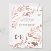 Elegant Roos Goud Witte Bloembladeren Huwelijk Kaart (Achterkant)