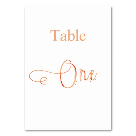 Elegant roos goud witte kalligrafie tabel 1 kaart (Achterkant)