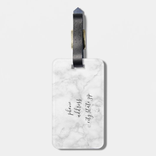 Elegant roos goud witte marmer ananas bagagelabel (Achterkant verticaal)