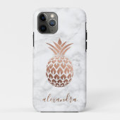 Elegant roos goud witte marmer ananas Case-Mate iPhone case (Achterkant)