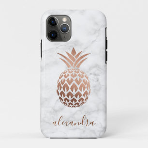 Elegant roos goud witte marmer ananas Case-Mate iPhone case