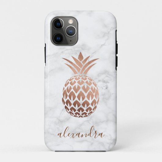 Elegant roos goud witte marmer ananas Case-Mate iPhone case (Achterkant)