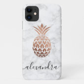 Elegant roos goud witte marmer ananas Case-Mate iPhone case (Achterkant)