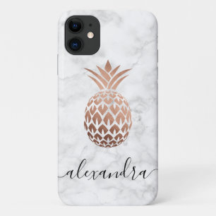 Elegant roos goud witte marmer ananas Case-Mate iPhone case