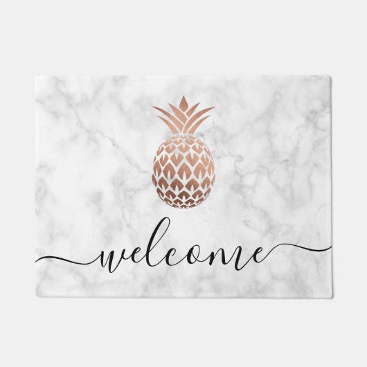 Elegant roos goud witte marmer ananas deurmat (Voorkant)